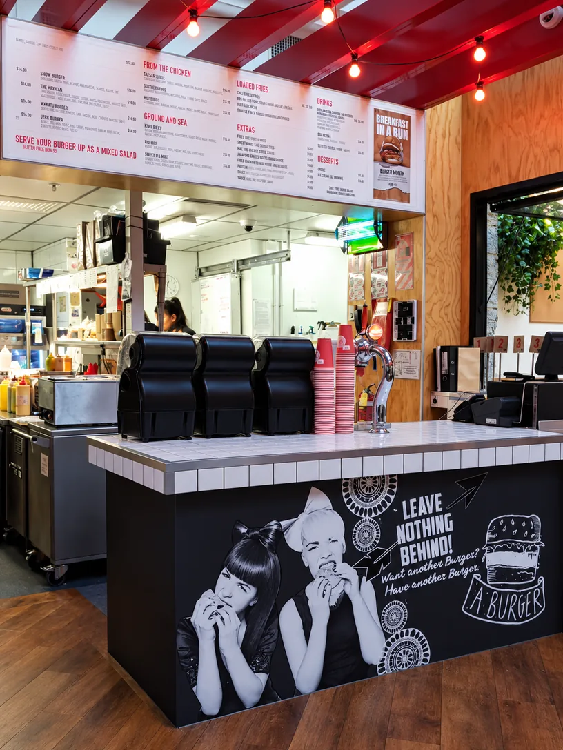 Eat Burger counter and menu boards