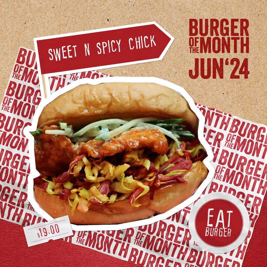 A sweet and spicy chicken burger at Eat Burger