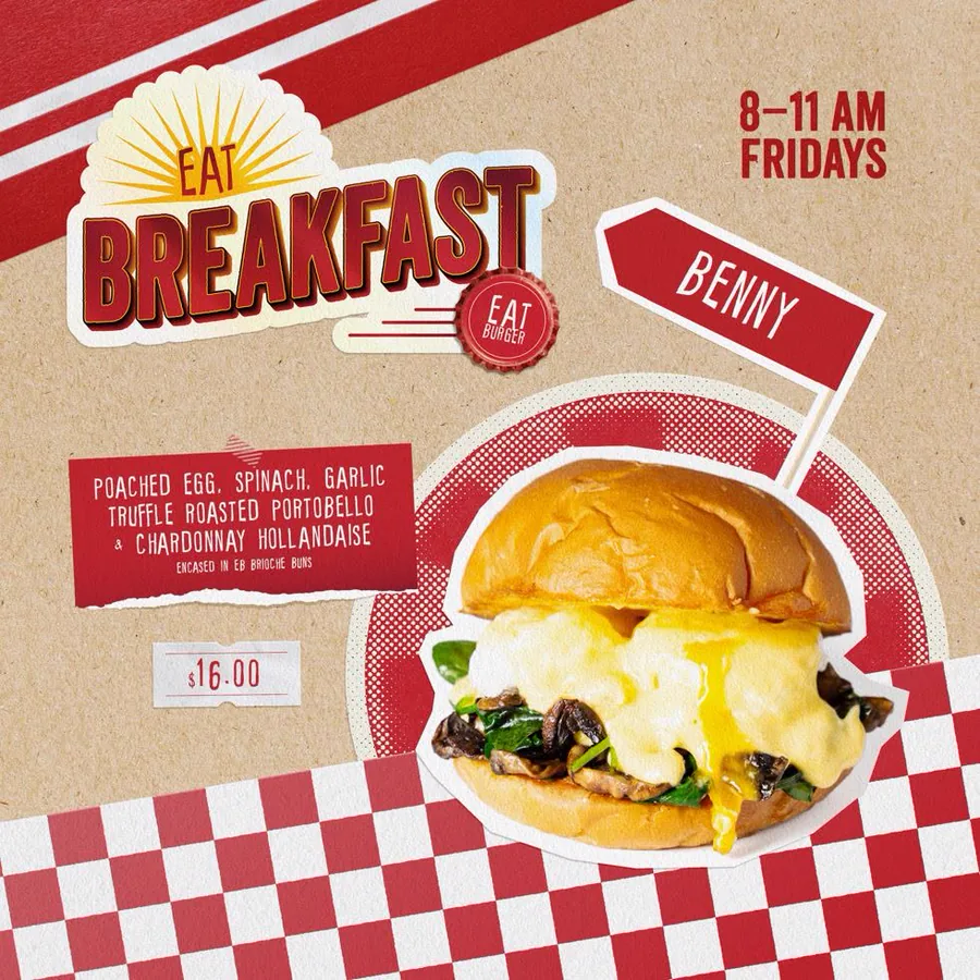 A breakfast-style burger at Eat Burger